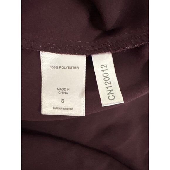 Womens Burgundy 7th Avenue Design Studio Blouse S High Neck 3/4 Sleeve Button Cu - Picture 11 of 12